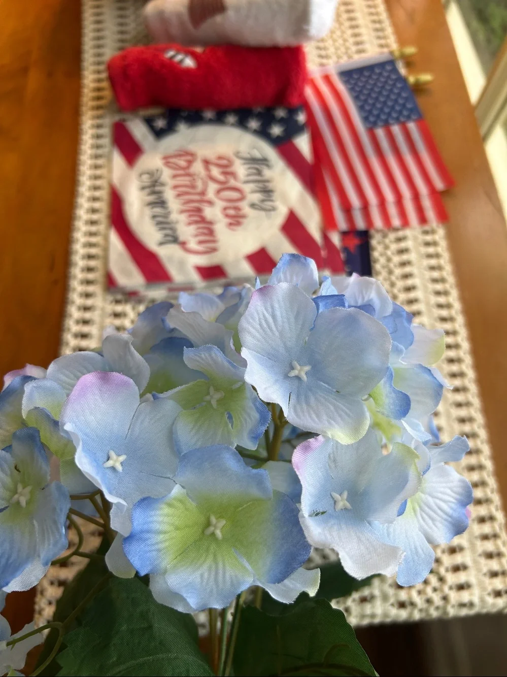 Blue Hydrangea Potted Stem Arrangement - Home Accents Faux Florals NEW